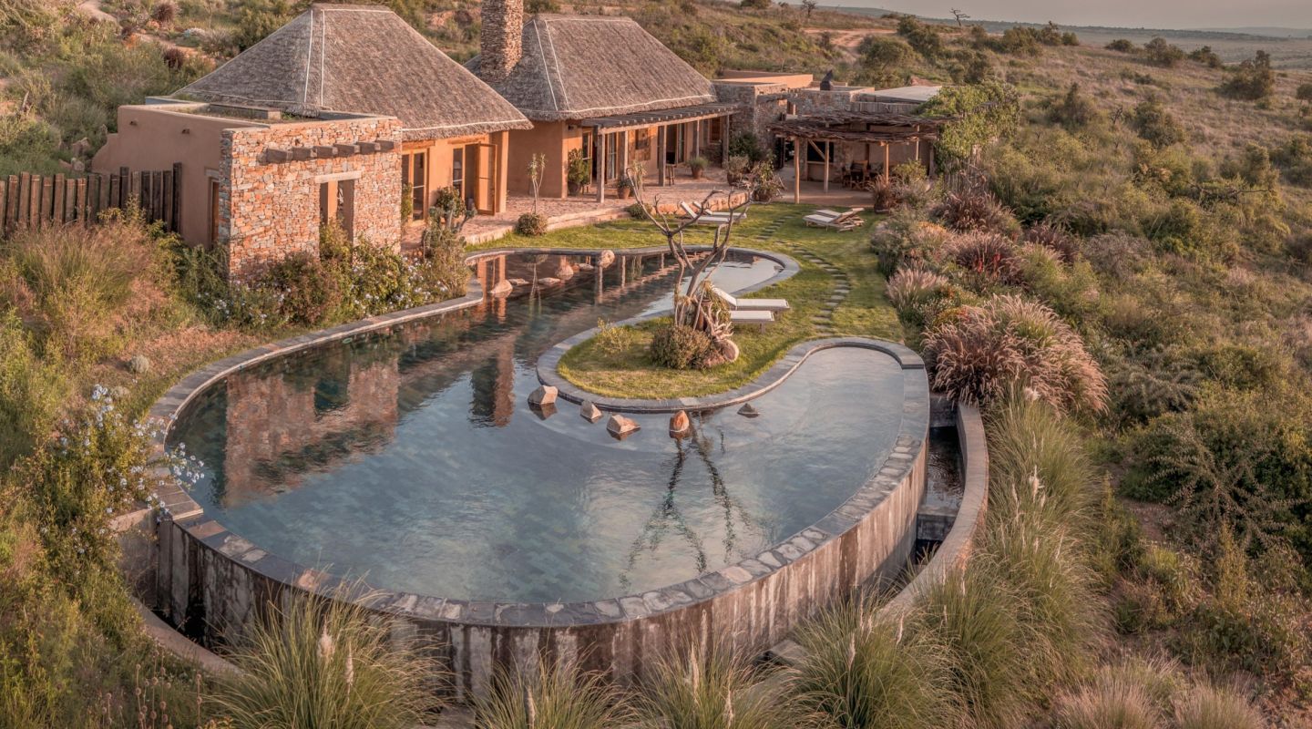 An outdoor pool at Lengishu House in Laikipia, Kenya