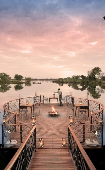 Thorntree River Lodge Livingston Zambia wooden deck