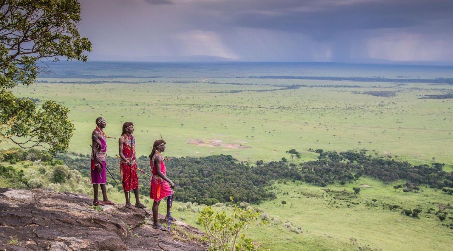 Maasai on the Out of Africa Kopje at Angama Mara